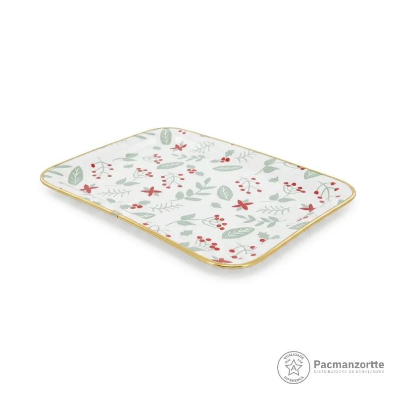 Bandeja de Melamina Natal Retangular 38 x 28 cm