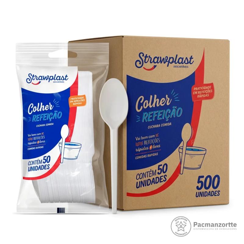 Colher Refeição Master Branco Straw