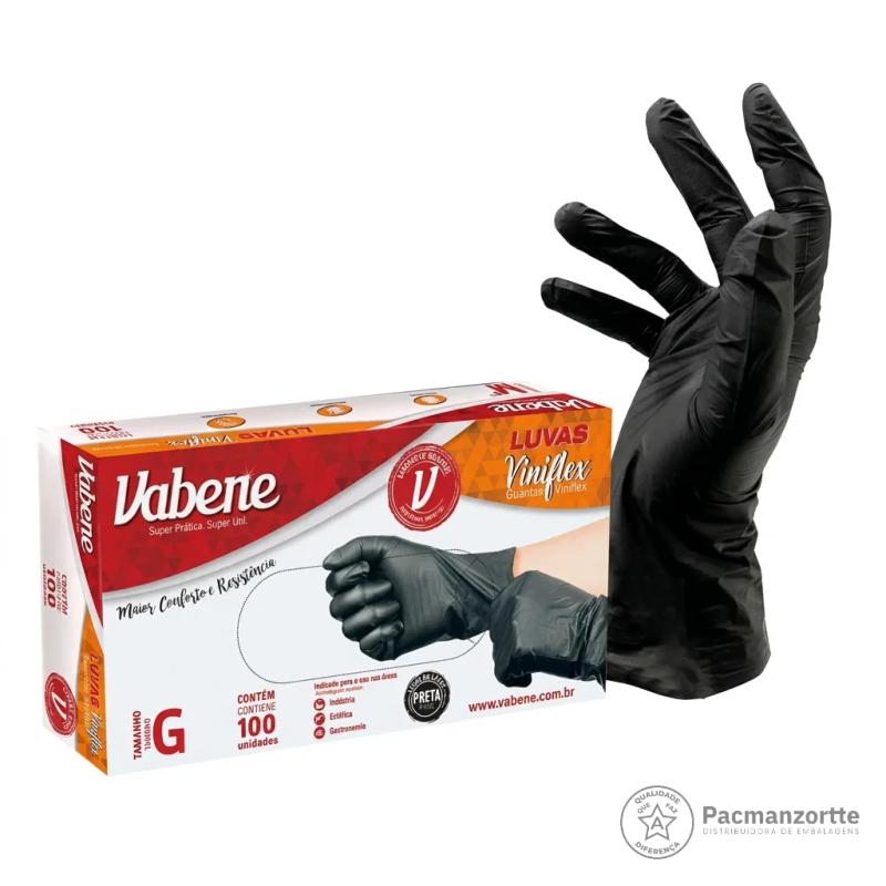 Luva de Viniflex sem Pó G Vabene Preta