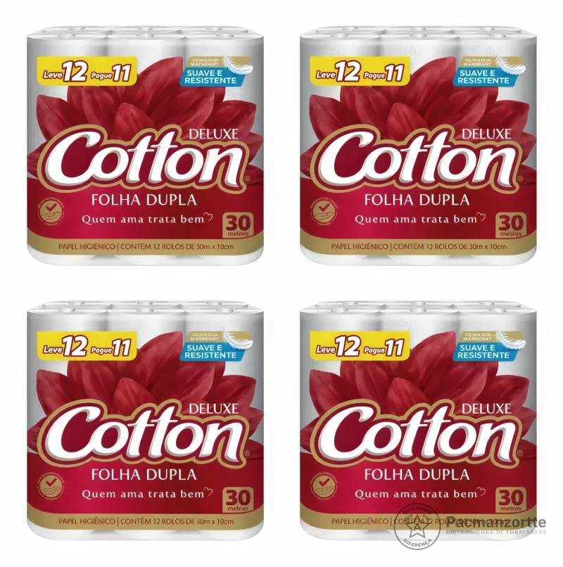 Papel Higiênico Cotton - Fardo C/ 4 Pacotes X 12 Rolos