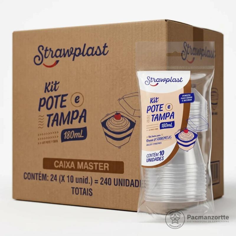 Pote para Mousse 180ML com Tampa Strawplast