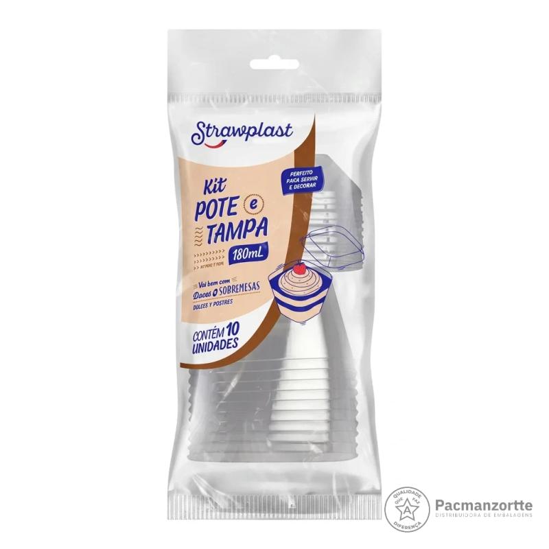Pote para Mousse 180ML com Tampa Strawplast