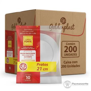 Prato 21 CM Branco Redondo Golden