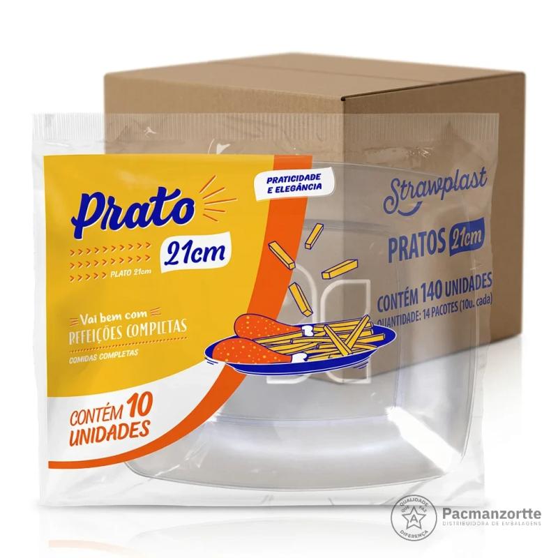 Prato 21 CM Transparente Quadrado Strawplast