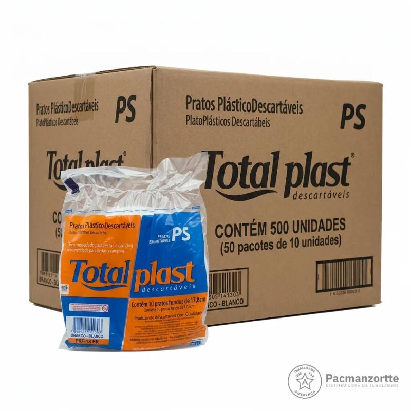 Prato Plástico 18CM Branco Totalpack