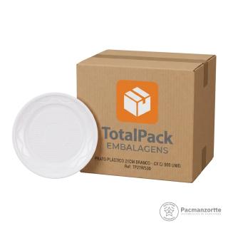 Prato Plástico 21CM Branco Totalpack — Pacmanzortte